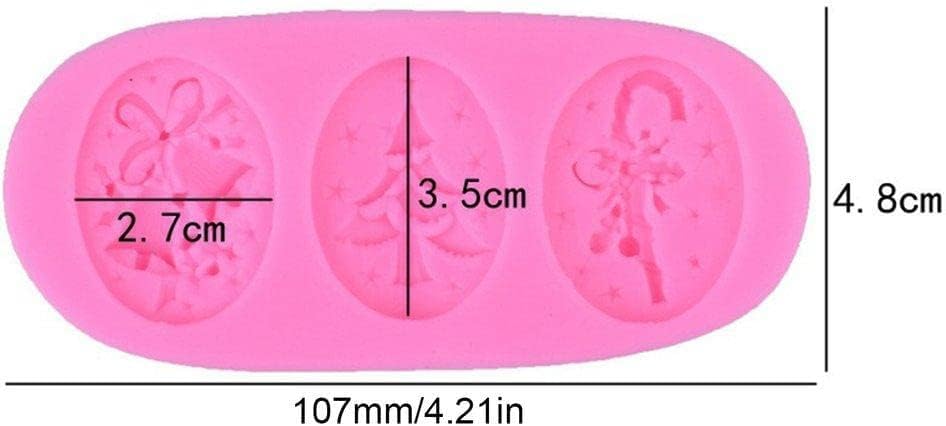 Christmas Silicone Fondant & Chocolate Mold – 3 Cavities Bells, Tree & Gingerbread Man Design for Candy, Cake, Ice & DIY Crafts