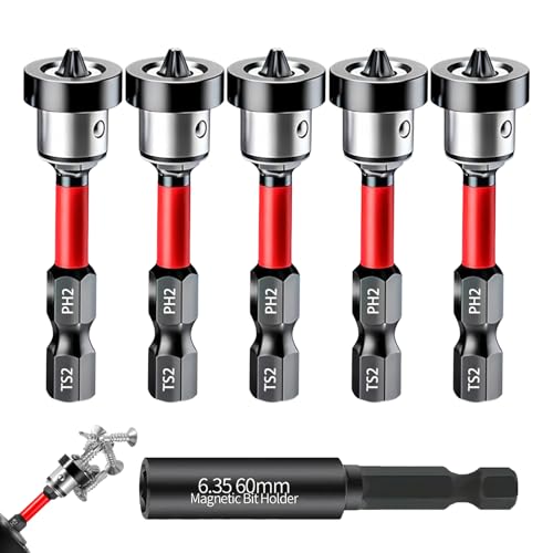 Lot 6 pièces Embouts Visseuse Placo PH2 Magnétiques, Tige Hexagonale 1/4