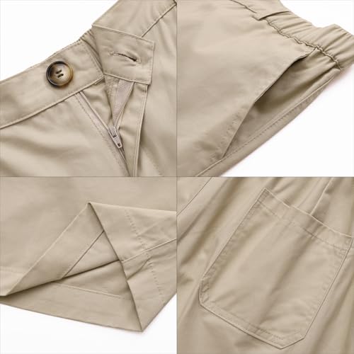Image of Oymyakon Men's 6 Inch Shorts Casual Cotton Flat Front Chino Shorts Summer Elastic Waist Pull On Short with Pockets