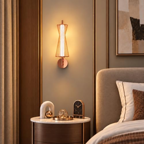 Image of Murphy Cage Line 12W Wall Lamp Pack of 1 | 3-in-1 Color Changing LED (Cool White /Warm White /Natural White) with 2-Year Warranty | Premium Rose Gold Finish Decorative Light