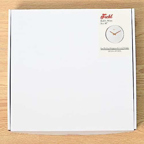 Fichl Bubble 12-Inch Silent Battery Operated White Wall Clock With Wood Grain Hands, Modern Analog Design, Non-Ticking, Ideal For Bedroom, Living Room, Kitchen, Kids Room & Home Decor #TOP6