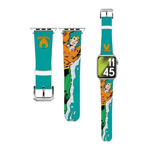 Bracelet Aquaman DC Comics en cuir véritable pour Apple Watch 38/40/41mm