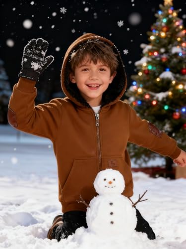 Image of Boys Zip Up Hoodie Kid Hooded Jacket | Fleece Lining,Soft Warm coat,Fall Winter Outwear for 6-15 Years Unisex,Sweatshirt Suitable for School,Outdoor