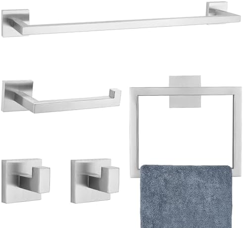 Tocten Bathroom Hardware Set Black & Gold Towel Rack, Toilet Paper Holder & Hook