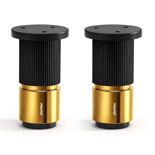 Image of Plantex 3 Inch Sofa Leg for Bed Furniture /Aluminium Sofa Leg for Table /Support Legs /Furniture Leg - Pair of 1 (2 Piece) (DTS-77, Black & Gold)