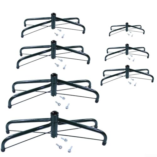 Soporte artificial para árbol de Navidad, base de trípode plegable de hierro para árboles de 4 6 pies de alto, incluye 3 tornillos de pulgar para asegurar el poste central de hasta 1 25 pulgadas de