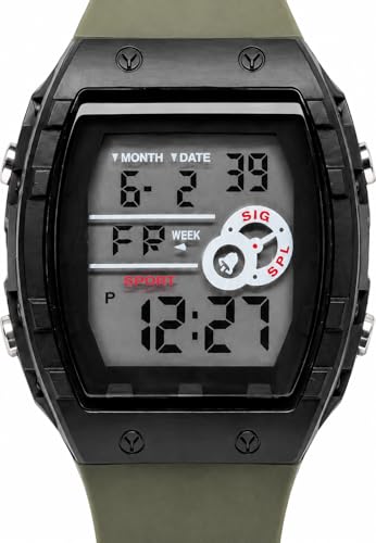 Image of Digital Sport Watch with Alarm, Stopwatch, Day & Calendar, 12 /24 Hour, Luminous, 3 ATM Waterproof