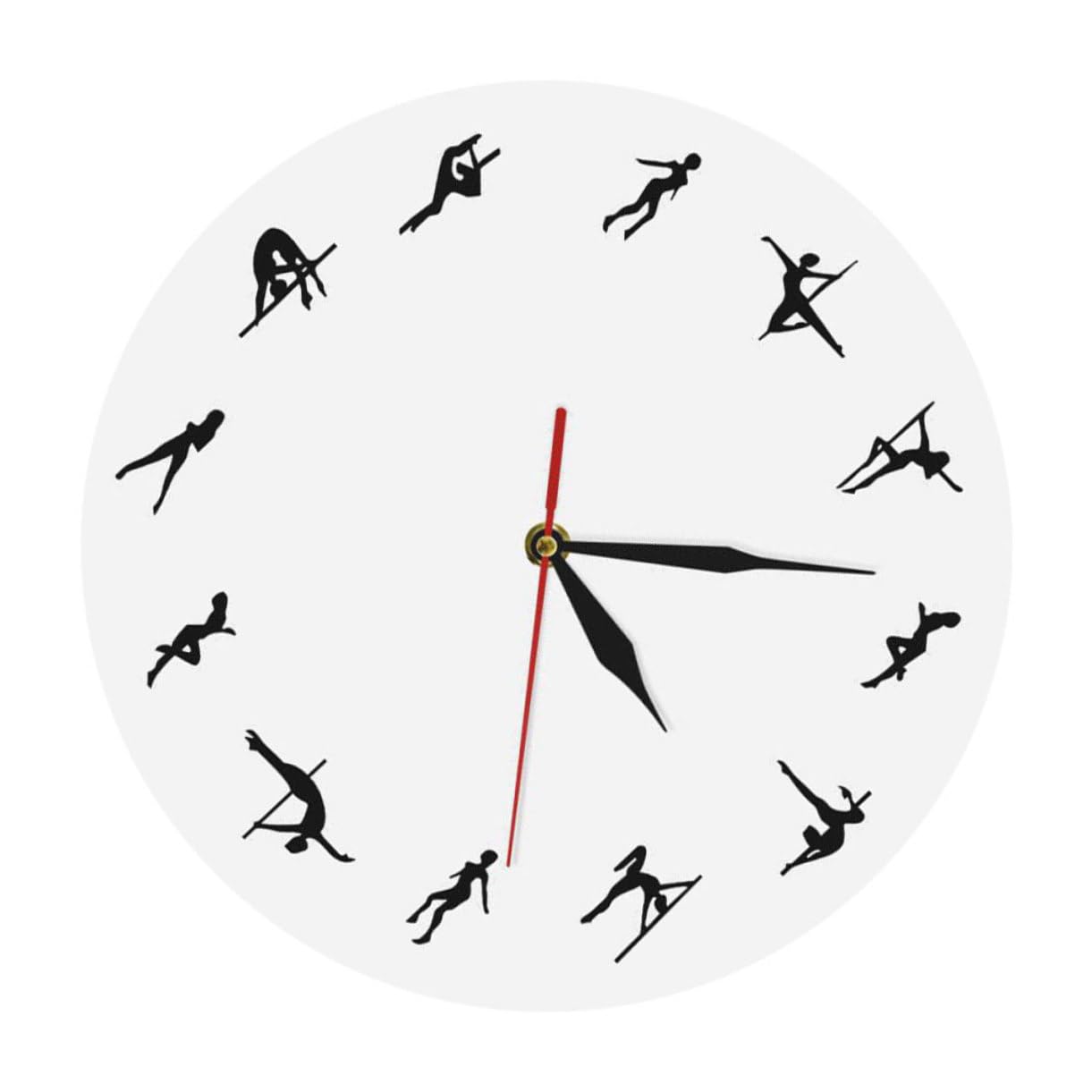 Horloge murale design moderne pole dance blanche decoration maison silencieuse salon