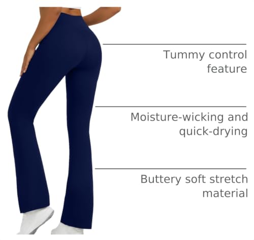 Image of Flare Leggings for Women with Pockets 2pack High Waisted Crossover Flare Leggings Bootcut Yoga Pants