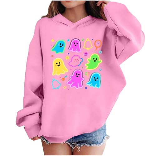 Girls Cute Casual Hoodies Halloween Pumpkin Hooded Sweatshirts Long Sleeve Oversized Pullover 2025 Winter Clothes