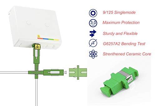 Elfcam® - Câble à Fibre Optique pour Orange Livebox SFR La Box Fibre Bouygues Bbox, La Livraison avec Le Coupleur pour Rallonge Fibre Optique, SC/APC à SC/APC Monomode Blanc, 7M