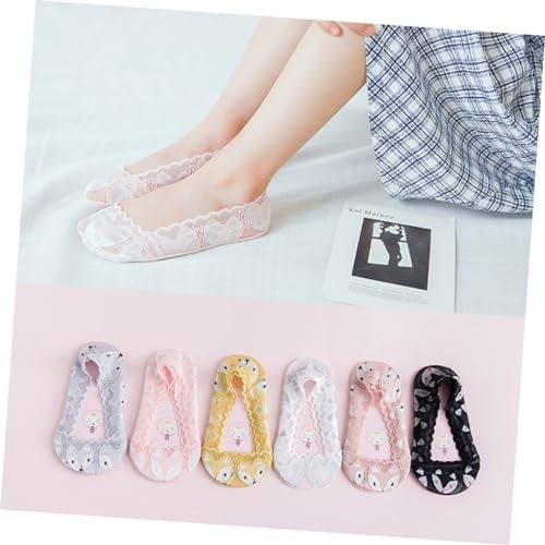 LIFKOME 3pairs Socks for Girls Ultra Low Cut Ankle Socks Cartoon Lace Slip Comfortable s - Random Color4