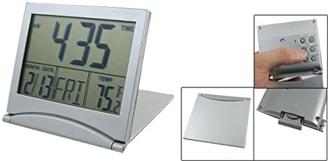 uxcell Foldable Battery Supply Desktop Calendar Temperature Digital Alarm Clock