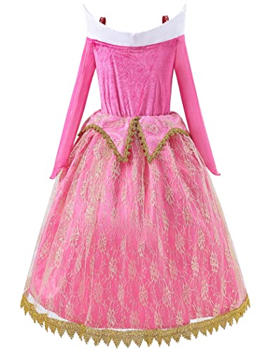 Knemmy Girl Princess Costume Aorura Princess Dress Up Clothes For Little Girl Halloween Cosplay Outfit Birthday Party Dress (3T/100) #TOP1