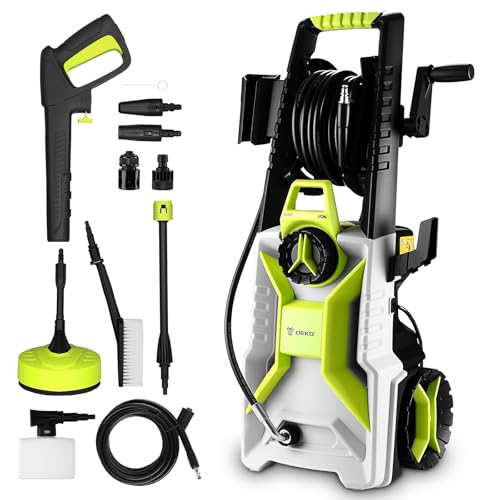 DEKOPRO Hidrolimpiadora de 2200 W Aplicable para El Hogar, El Jardín O El Coche, con Un Caudal de 360 L/h, Una Presión de 160 Bares, Y Equipada con Conectores Rápidos Y Boquillas Regulables