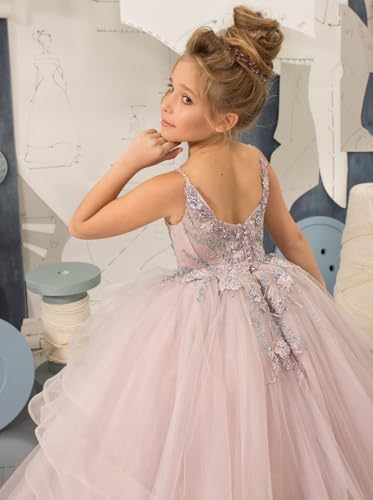 Tulle Flower Girl Dress for Wedding Princess Party Dress Lace Appliques Pageant Dress Layered Ball Gown First Communion3