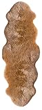 Luxor Living Schaffell Echt Naturprodukt, 100% Echtfell, Lederrücken, 50 mm Florhöhe, Fellteppich, Stuhlauflage, Bettvorleger, Farbe:Cognac, Größe:60 x 160 cm