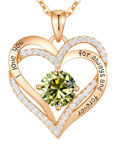 Image of CDE S925 Birthstone Heart Pendant Necklaces Jewelry Gifts for Wife