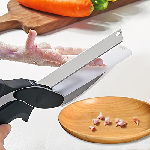 Smart Cutter Food Scissors, Chopper Vegetable Cutter 2 In 1 Smart Cutter With Cutting Board Food Chopper Salad Chopper Veggie Chopper Kitchen Scissors (Black) #TOP2