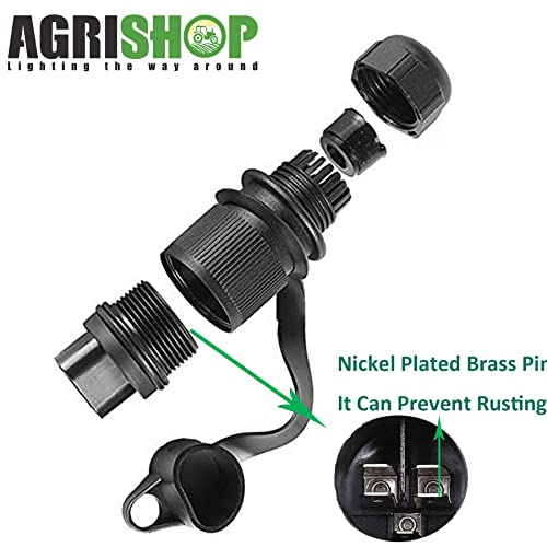 AGRISHOP 2Stück Anhänger Stecker 3polig 12v,3Poliger Stecker Traktor 12v mit Flachsteckanschluss, Wasserfester Stecker 3 polig für LKW RV PKW KFZ,Stecker 3 polig flach,Landmaschinen Stecker 3 pol