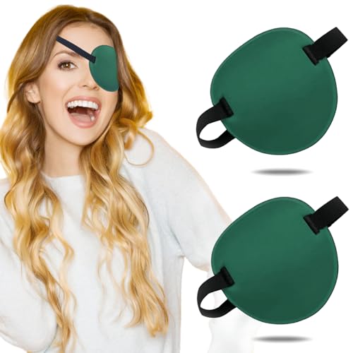 THSIREE Eye Patch, 2PCS 3D Adjustable Eyepatch, Medical Eye Patches for Right or Left Eye, Amblyopia Lazy Eye Patches for Adults and Kids, Green