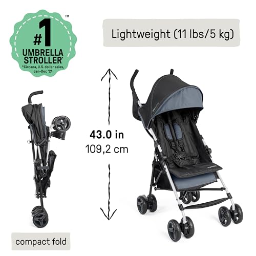 Ingenuity3D Mini Convenience Stroller – Lightweight Stroller with Compact Fold, Multi-Position Recline, Canopy with Pop Out Sun Visor – Umbrella Stroller for Travel and More, Slate Grey - Image 4