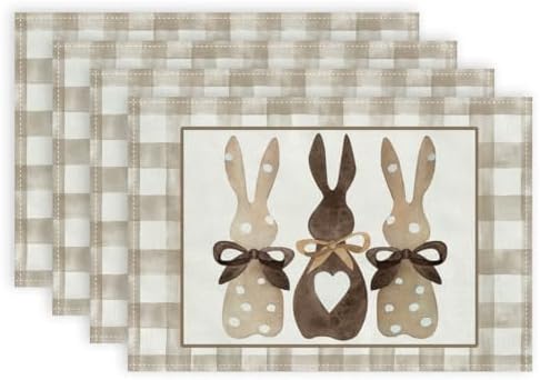 ARKENY Easter Placemats 12x18 Inches Set of 4, Bunny Rabbit Sprin...
