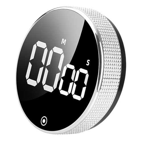Digital Magnetic LED Display Visual Timer Countdown Countup Kitchen Timers Adjustable Volume Productivity for Classroom Cooking Fitness Baking Studying Ease of Use in a Stylish Sliver