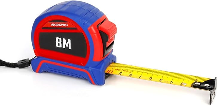 WORKPRO WP261044 8Mx25mm Naylon Kaplama Sarı Çift Taraflı Manyetik Çelik Şerit Metre
