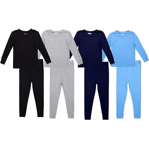 Mon Petit Boys' Pajama Set - 8 Piece Rib Knit Sleepwear Shirt and Pajama Shorts (12M-7), Size 18 Months, Grey/Light Blue/Black/Navy Cover