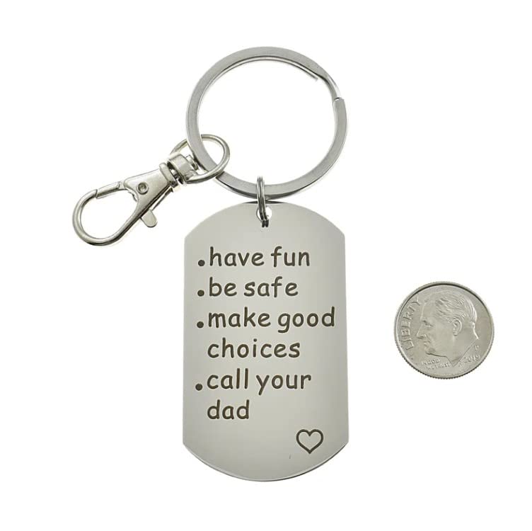 Call Your Dad Keychain | Stainless Steel Keychain | Gift for Son or Daughter | 50mm x 28mm Tag2