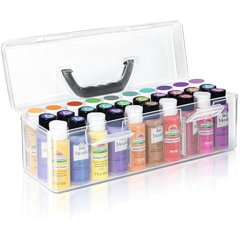 Vowcarol Acrylic Paint Storage Box for Apple Barrel Acrylic Paint, 30 Bottles Capacity Acrylic Paint Organizer for 2 fl. oz Acrylic Paints, Craft Paint Organizer Cover