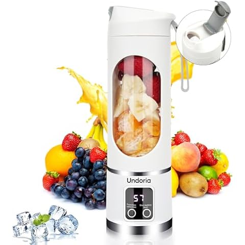 Undoria Portable Blender Cordless for Shakes and Smoothies,12 Blades USB Rechargeable Small Blender,16 oz Personal for Ice and Frozen Fruit,Compact and Easy to Clean,Ideal for Home and Travel (White) Cover