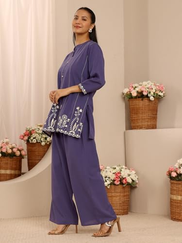 Image of Libas Embroidered Cotton Blend Straight Co Ord Set | daily wear | casual wear | office wear