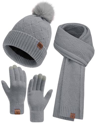 Voqeen Conjunto Gorro Bufanda Guantes Mujer Invierno Térmico