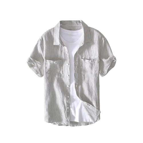 Chemise style japonais pour homme, coupe décontractée et boutonnée à manches courtes pour l'été