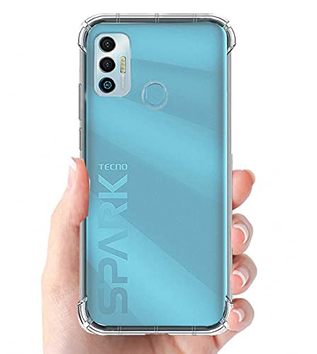 Image of Soft Flexible Silicone Back Cover Tecno Spark 7 / Spark 7T, Transparent Case + Screen Guard