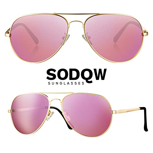SODQW Aviator Sunglasses for Women Men Oversized with Metal Frame, Mirrored Polarized Aviator Sunglasses with UV Protection2
