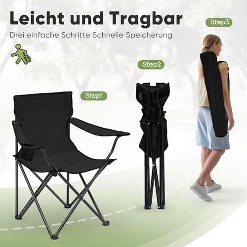 Chaise camping solide pliable Sunula avec porte gobelet noire - 5