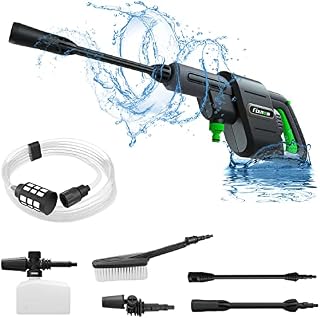 Fixnow 300E Cordless Power Washer 30 Bar Portable Cordless Washer Cleaner, 24V Battery Cordless Pressure Washer with 10 Accessories for Car,Pet,Patio & Outdoor Cleaning