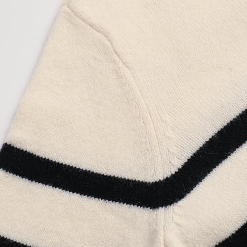 Women's Striped Knit Long Sleeve Ruffle Sweater Ribbed Crew Neck Pullover Sweater4