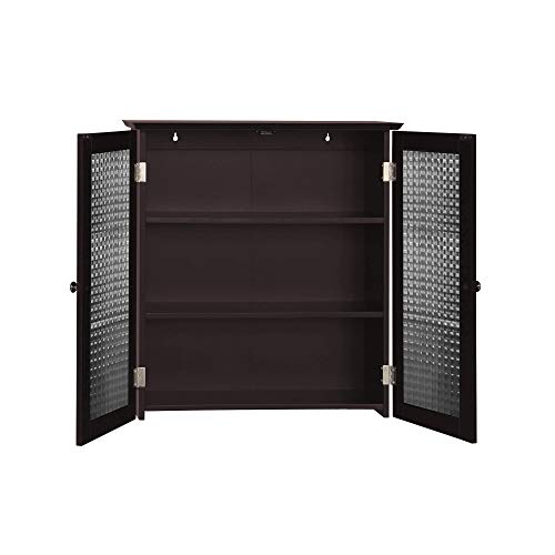 Elegant Home Fashions Chesterfield Wall Cabinet with Two Glass Doors