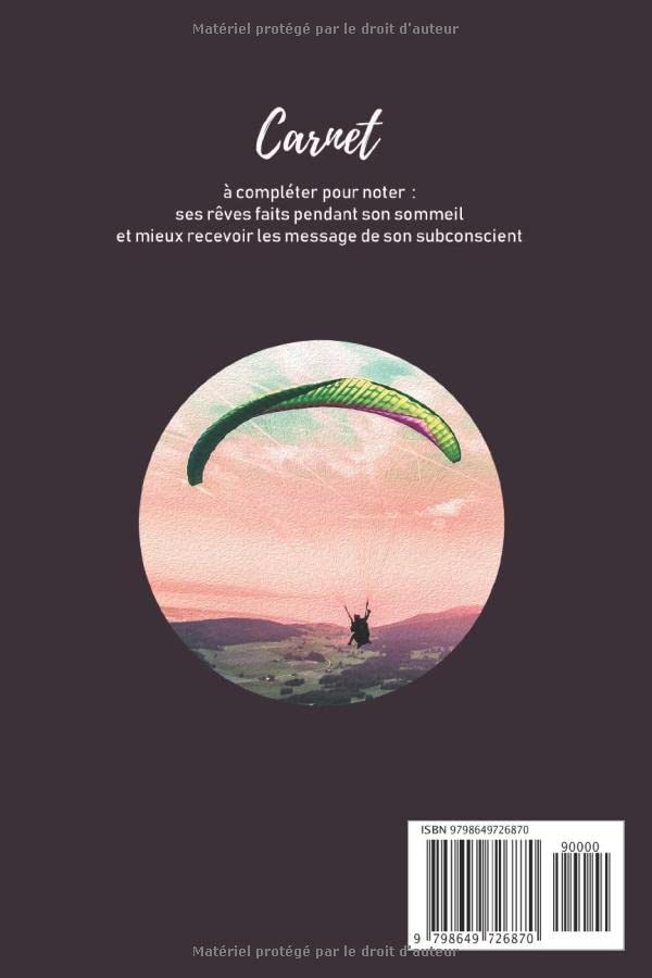 Miniatura 2 de Carnet de rêves du parapentiste Journal de rêves carnet à remplir 15,24 cm x 22,86 cm 132 pages Parfait pour prendre des notes sur ses rêves et sur