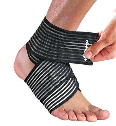 HiRui Foot & Ankle Brace 2 Pack, Adjustable Compression Wrap for Men & Women – Helps with Sprains, Plantar Fasciitis, Achilles Tendonitis, Arthritis, Running, Sports, Gym – Fits in Shoes (Black)