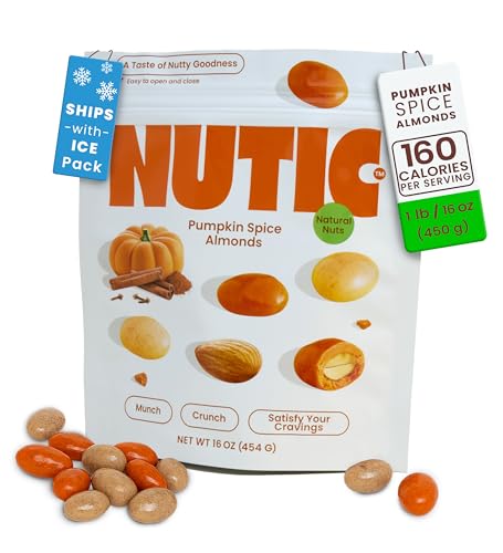 Nutic Pumpkin Spice Almonds - 1 Lb Premium Pumpkin-Flavored Almond...