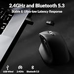 Keychron M6 1000 Hz Silent Wireless Bluetooth 5.1/2.4 GHz/Wired Optical Mouse, Lightweight 78g Programmable PixArt 3395 Sensor with up to 26K DPI/ 650 IPS for Windows Mac Linux - Black