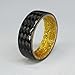 Carbon Fiber Twill Ring with Gold Sparkle Interior for Men or Women, Matte or High Gloss Finish, Durable, Waterproof, Sizes 4-16, Custom Band Widths