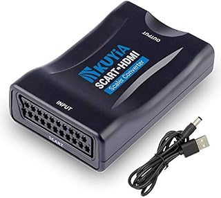 KUYIA SCART to HDMI Adaptor, Switch Video Audio Upscale Scart to HDMI Converter, Analogue to Digital SCART In HDMI Out Adapter for HDTV Monitor Projector STB VHS Xbox PS3 Sky Blu-ray DVD Player