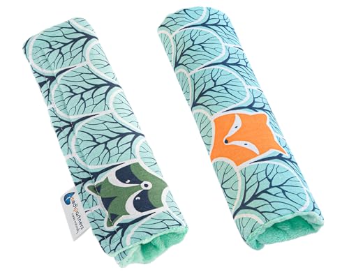 Medi Partners Protège Ceinture Enfant 2 Pièces Coussin de Sécurité Voiture Protege Kids 17x22cm 100% Coton Minky Cover Securite Auto Poussette pour Bebe...