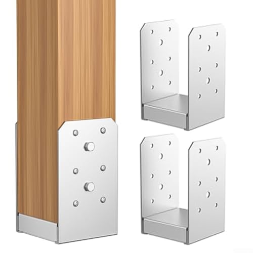 2 Pcs 4" X 4"Post Base Anchor With Adjustable Concrete Post Base Anchor, Deck Post Anchor Base Brackets For Pergolas, Fences, Mailboxes, Deck Supports